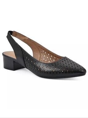 White Mountain Boronic Black Slingback Pumps, Size 8 M